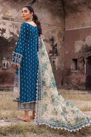 Chikankari cotton embroidered unstitched 3pc