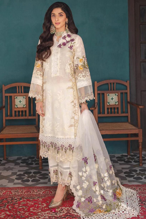 Chikankari cotton embroidered unstitched 3pc