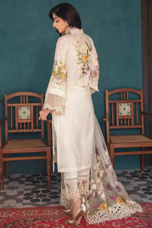 Chikankari cotton embroidered unstitched 3pc