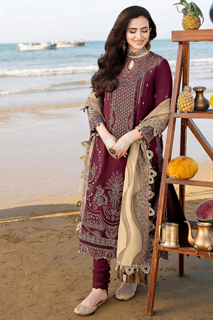 Embroidered cotton unstitched 3pc